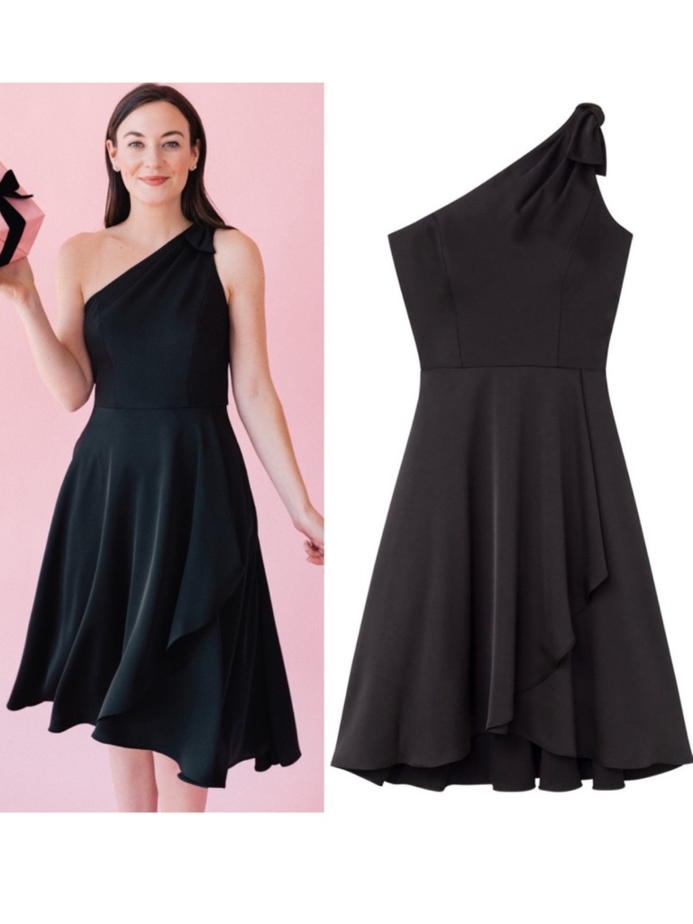 Gal Meets Glam Black One-Shoulder A-Line Dress Size 0 Black